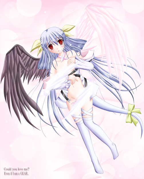 1girl, arc_system_works, asymmetrical_wings, bad_anatomy, blue_hair, desuno, dizzy, guilty_gear