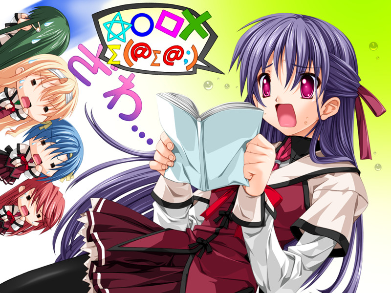 1boy, 4girls, crossdressinging, game_cg, homura_yuuri, kasugazaki_yukino, kisaragi_shuuji, koisuru_otome_to_shugo_no_tate