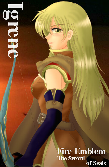 1girl, blonde_hair, bow_(weapon), cape, character_name, copyright_name, elbow_gloves, fire_emblem