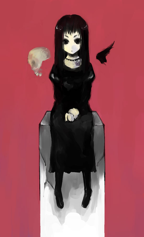 black_eyes, black_hair, dress, original, transient