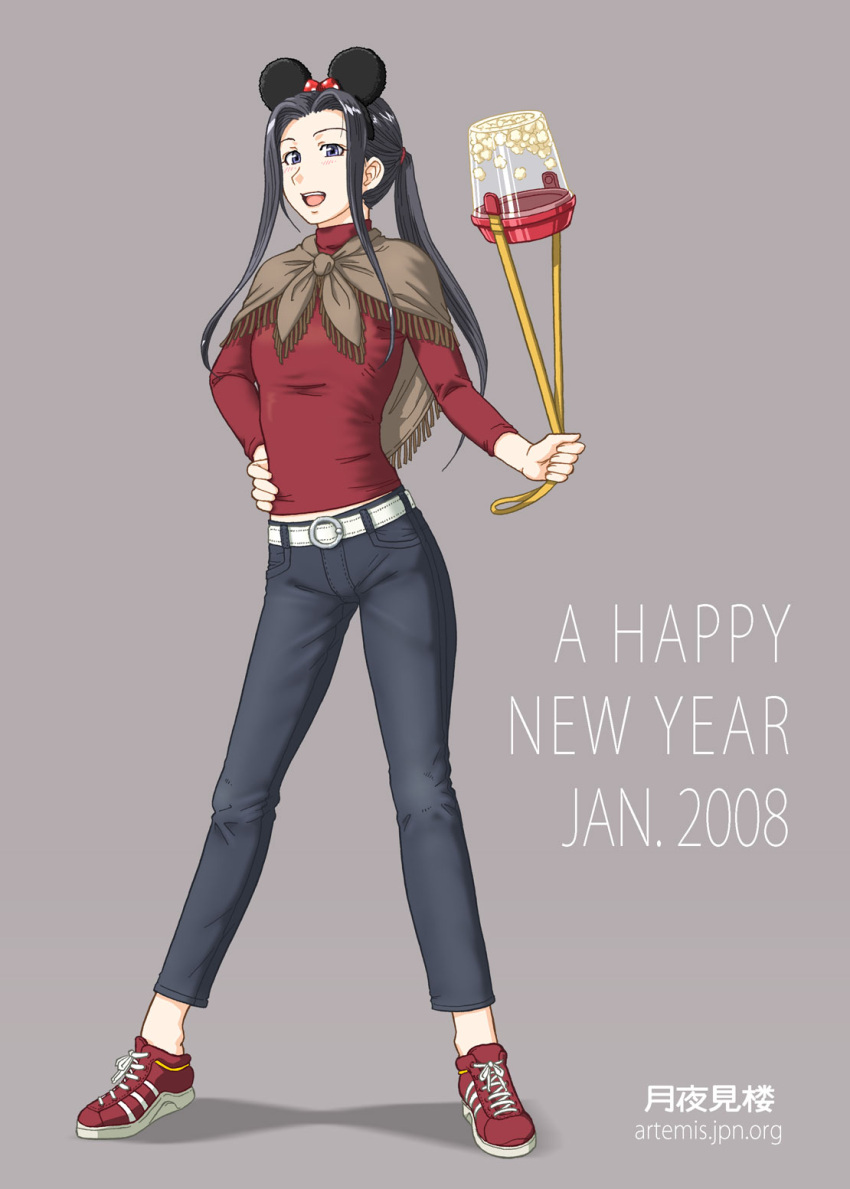00s, 1girl, 2008, animal_ears, denim, highres, hosokawa_kanako, jeans
