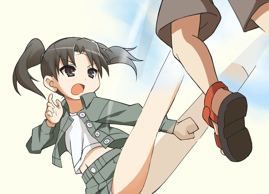 amasawa_yuuko, amsawa_yuuko, clannad, dennou_coil, high_kick, houko_kuwashima, kicking, kuwashima_houko