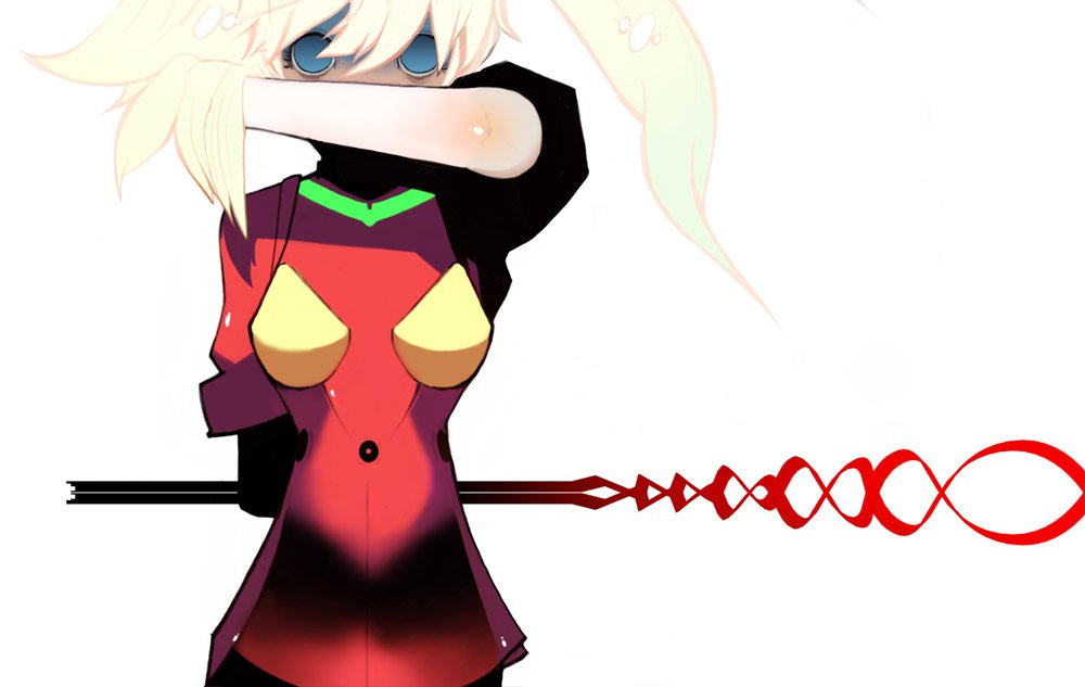 blonde_hair, blue_eyes, dskb, lance, lance_of_longinus, neon_genesis_evangelion, plugsuit, polearm