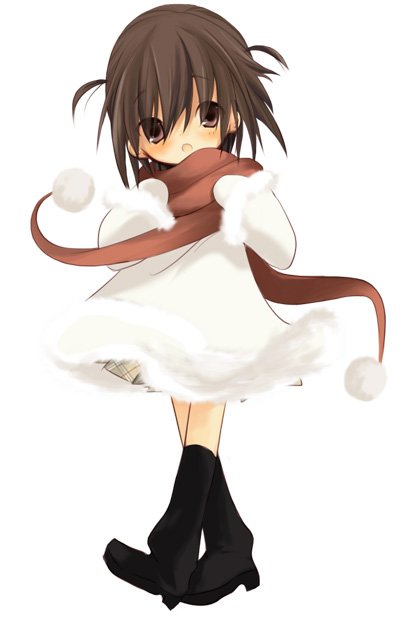 bad_id, bear_(artist), blush, boots, brown_hair, child, coat, footwear