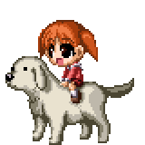 animated, animated_gif, azumanga_daioh, child, dog, lowres, mihama_chiyo, pixel_art