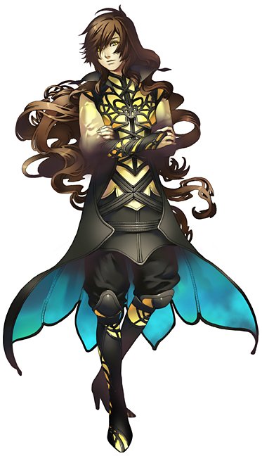 1boy, armor, crossed_arms, full_body, long_hair, male_focus, rokka, rukka, simple_background, solo