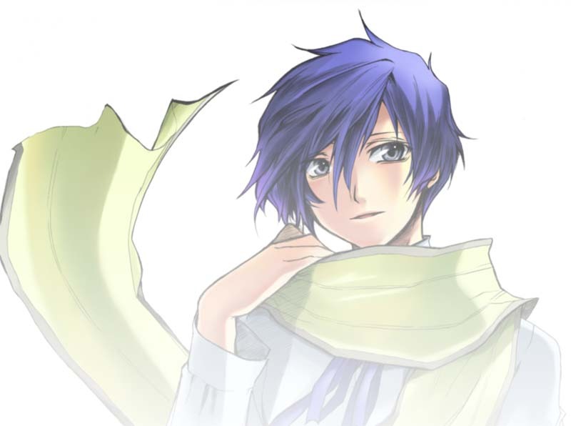 1boy, arisato_minato, atlus, blue_eyes, blue_hair, cosplay, gradient, gradient_background