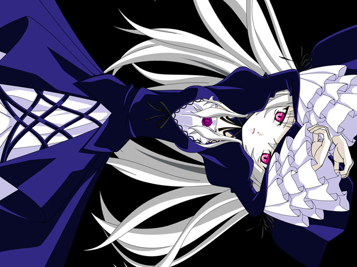 00s, gothic, kasalelia, long_hair, pale_skin, pink_eyes, rozen_maiden, suigintou, white_hair