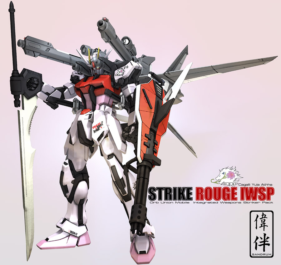 00s, 3d, gundam, gundam_seed, mecha, sandrum, strike_rouge, strike_rouge_iwsp