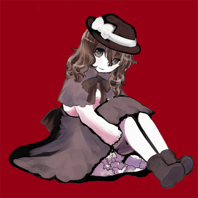 1girl, bow, brown_eyes, brown_hair, dress, female, ghostly_field_club, hat