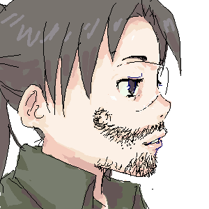 1girl, amasawa_yuuko, beard, dennou_coil, facial_hair, glasses, hijiri_rei, ji_(artist)