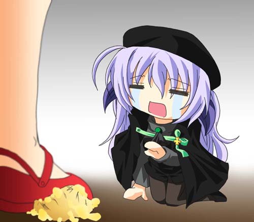 cosplay, feet, hanyuu, higurashi_no_naku_koro_ni, lowres, takano_miyo, takano_miyo_(cosplay), tears