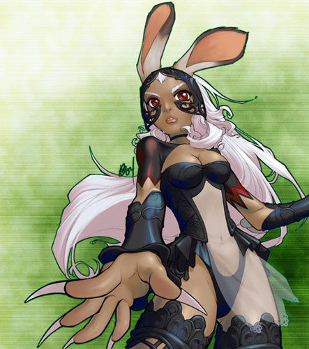 1girl, animal_ears, barachan, breasts, cleavage, dark_skin, final_fantasy, final_fantasy_xii