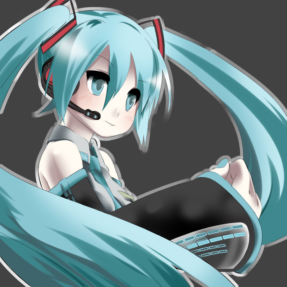 1girl, aqua_hair, hatsune_miku, kokono, long_hair, solo, twintails, very_long_hair