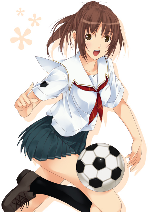 1girl, ball, enterbrain, kimi_kiss, mizuki_makoto, sakino_asuka, school_uniform, serafuku
