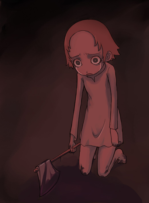 1girl, blood, claymore, face, priscilla_(claymore), solo, tea_(nakenashi), yandere