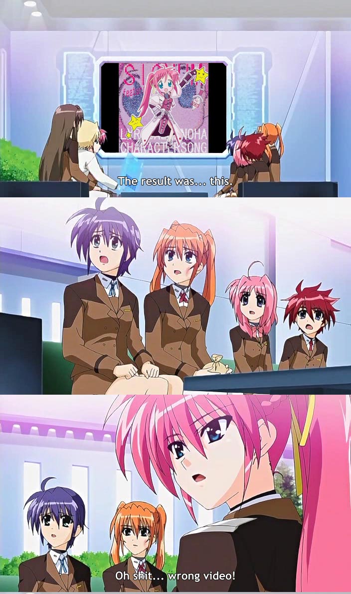 black_legwear, blonde_hair, caro_ru_lushe, comic, erio_mondial, fansub, lucky_star, lyrical_nanoha