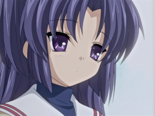 1girl, animated, animated_gif, bonjour, clannad, hair_bobbles, hair_ornament, ichinose_kotomi