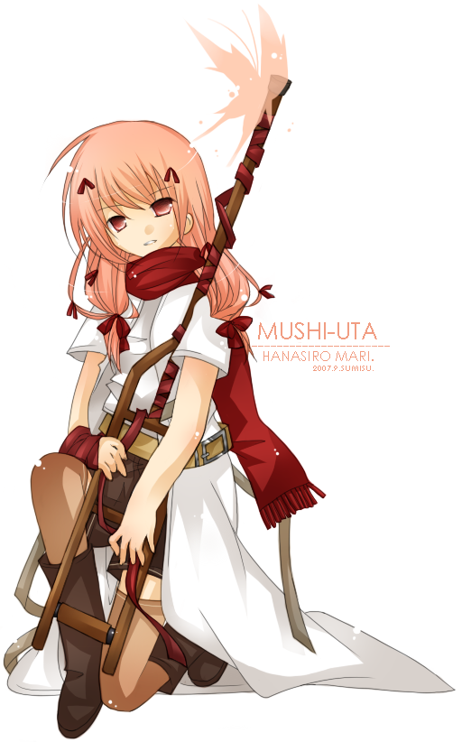 hanashiro_mari, mushiuta, red_eyes, redhead, scarf, sumisu_rinju