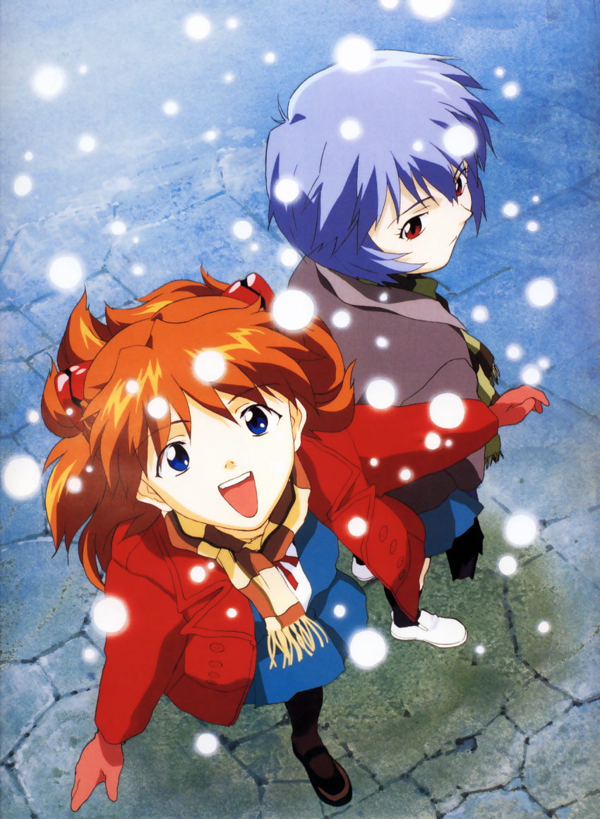 2girls, ayanami_rei, blue_eyes, blue_hair, duplicate, hasegawa_shin'ya, highres, long_hair