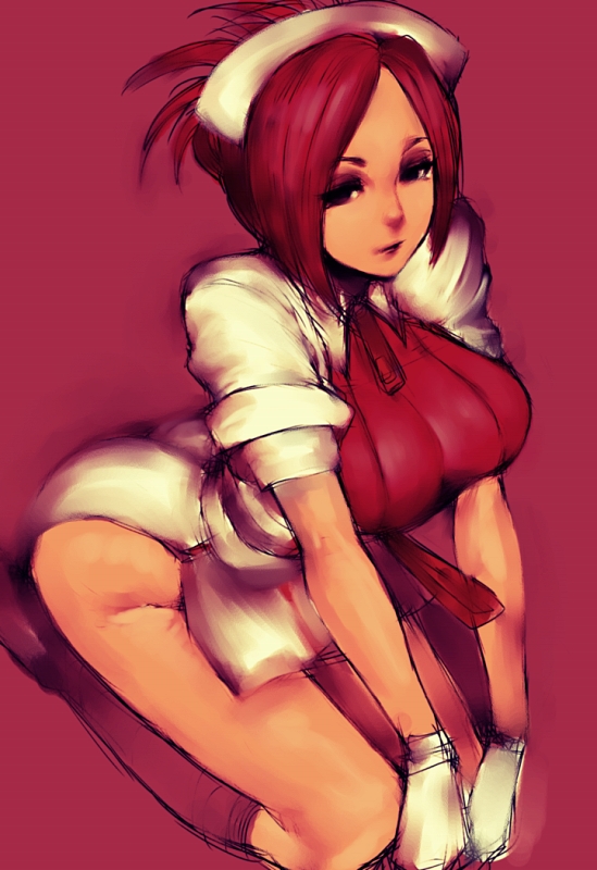 1girl, breasts, fumio_(rsqkr), garnet_(rumble_fish), huge_breasts, large_breasts, red_background, redhead, rumble_fish, sketch, solo