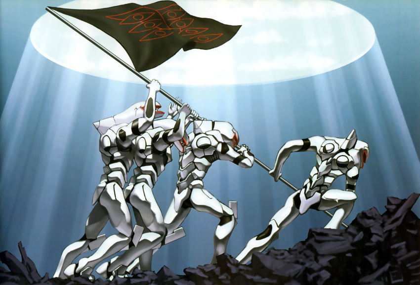 end_of_evangelion, flag, highres, iwo_jima, kaida_yuuji, mass_production_eva, mecha, neon_genesis_evangelion