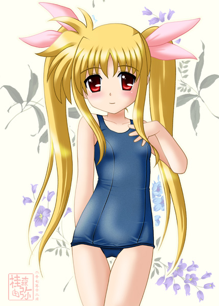 00s, fate_testarossa, lyrical_nanoha, mahou_shoujo_lyrical_nanoha, neopure, one-piece_swimsuit, school_swimsuit, swimsuit