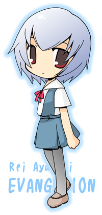 1girl, ayanami_rei, blue_hair, character_name, chibi, copyright_name, looking_at_viewer, lowres