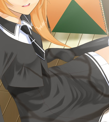 kajiki, lowres, necktie, original, school_uniform, sitting, socks, solo