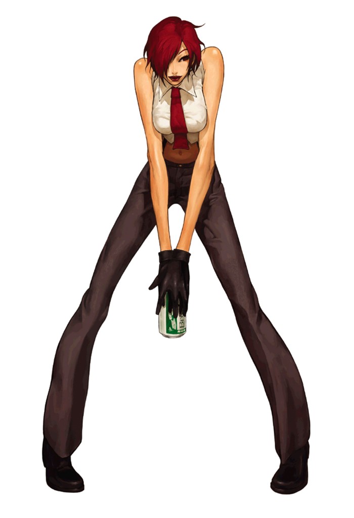 1girl, alcohol, beer, breasts, gloves, king_of_fighters, king_of_fighters_2001, midriff