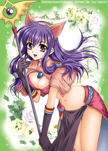 1girl, animal_ears, breasts, cat_ears, cleavage, elbow_gloves, gloves, kanna_(plum)