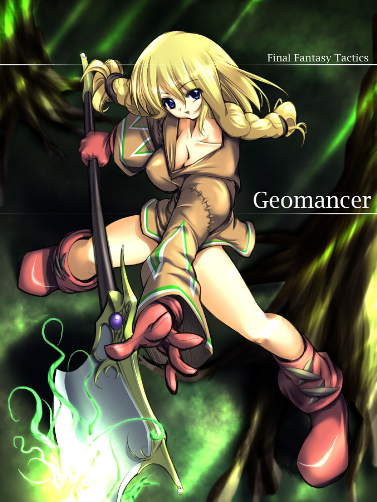 1girl, axe, final_fantasy, final_fantasy_tactics, geomancer, geomancer_(fft), gunner-l, solo