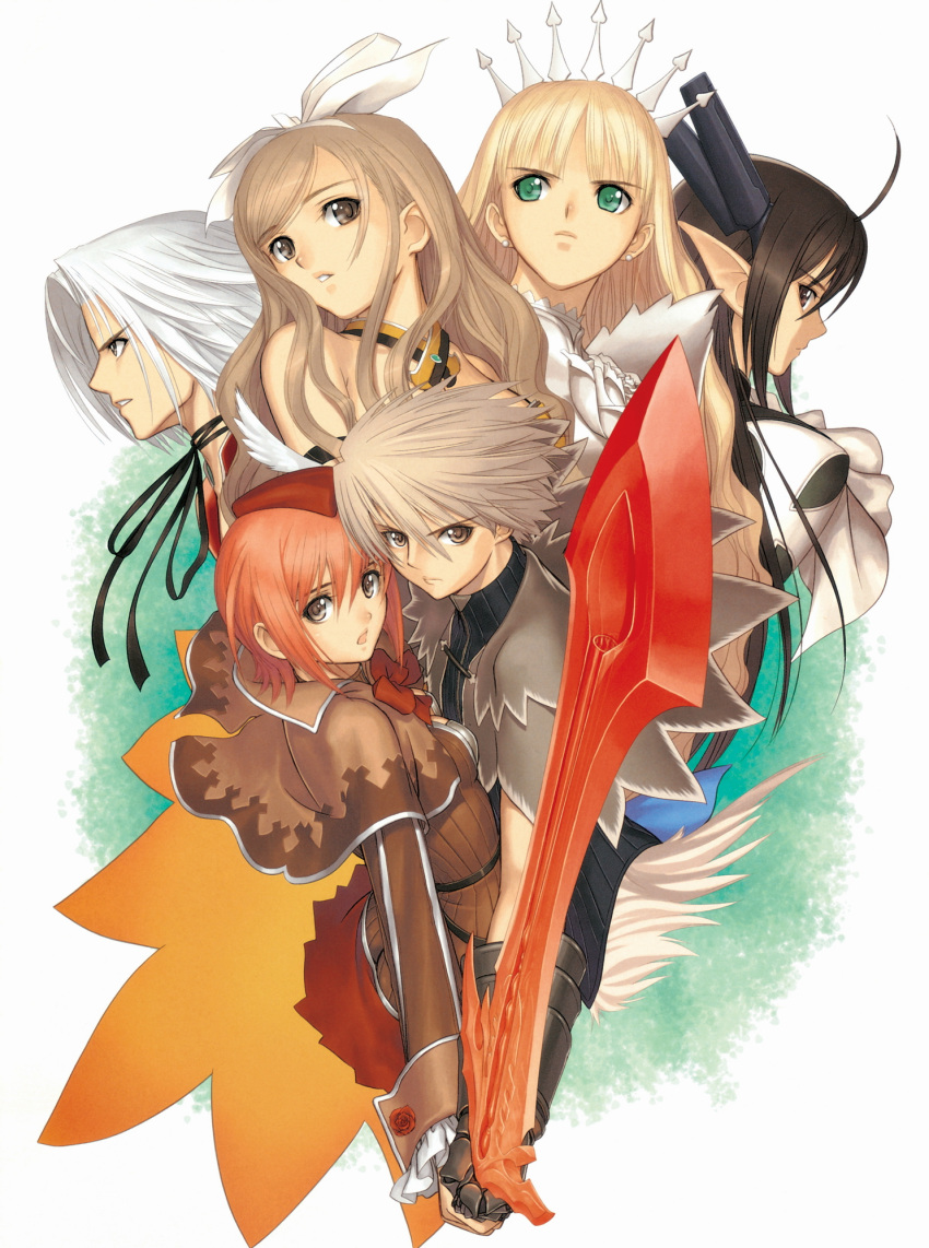 2boys, 4girls, akizuki_souma, blonde_hair, bow, brown_eyes, brown_hair, clalaclan_philias