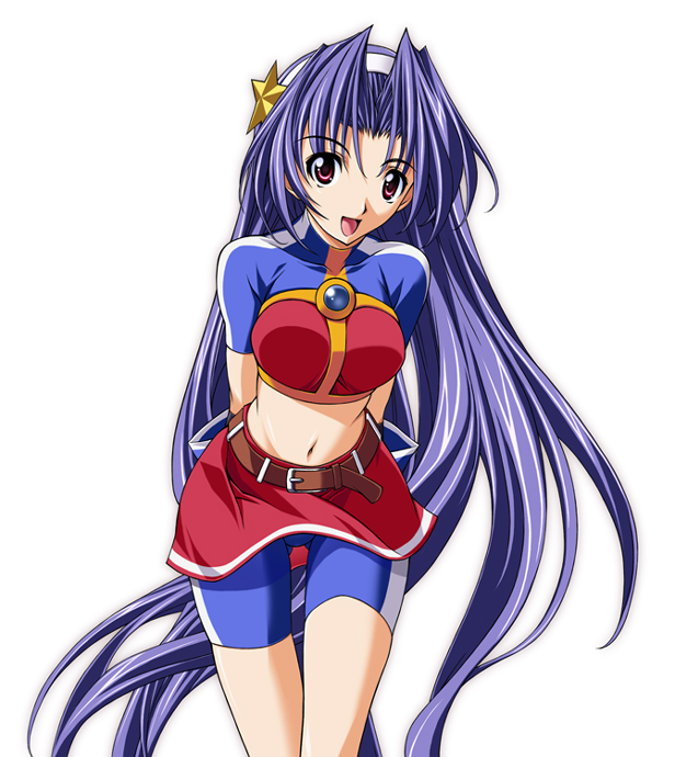 1girl, asamiya_athena, blue_hair, hair_ornament, king_of_fighters, king_of_fighters_2002, long_hair, skirt
