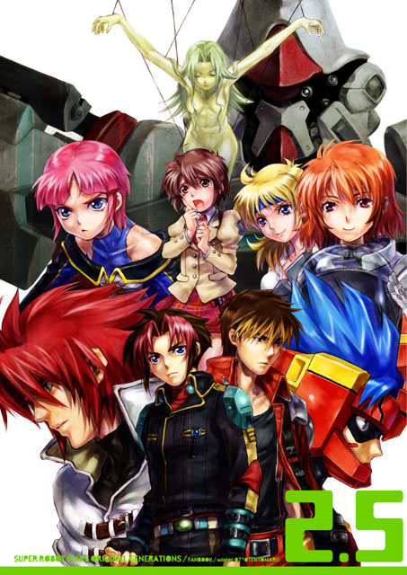 4boys, 5girls, banpresto, bartoll, blonde_hair, blue_eyes, brown_hair, fighter_roar