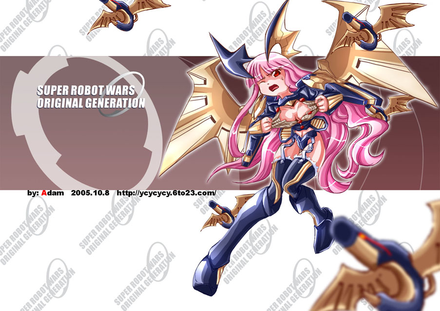 1girl, banpresto, breasts, cleavage, dis_astranagant, large_breasts, long_hair, mecha_musume