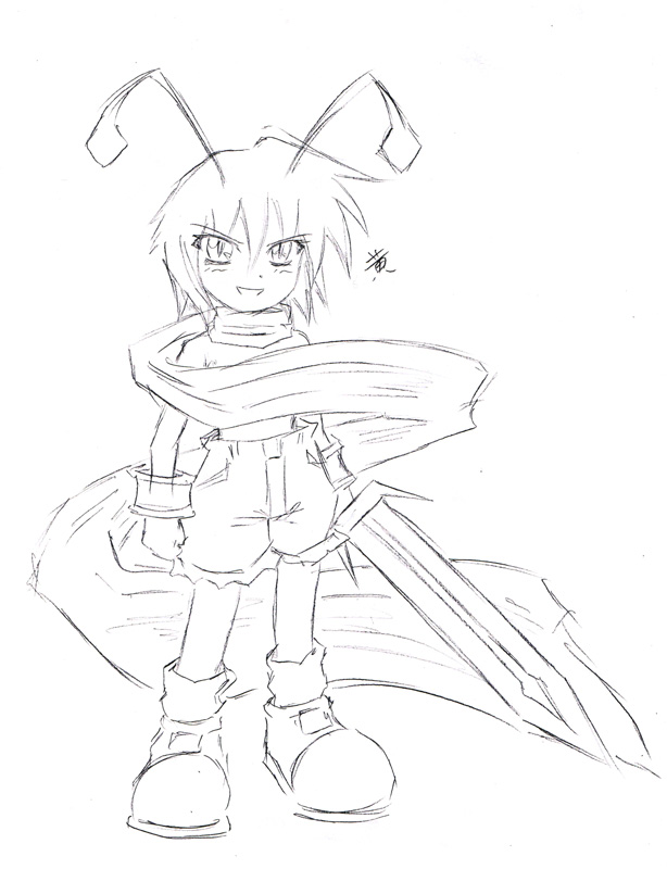 1girl, antennae, censored, convenient_censoring, cosplay, disgaea, female, laharl