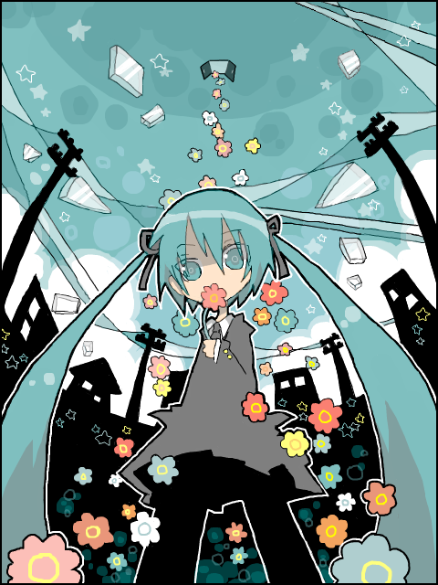 azuma_seiji, flower, formal, green_eyes, green_hair, hatsune_miku, higashi_(azm), higashi_(pixiv114341)