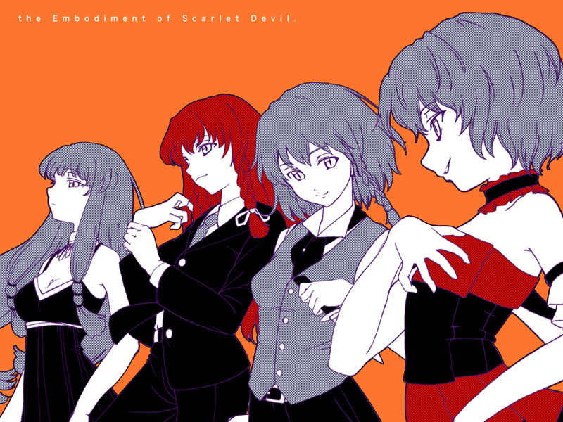 4girls, aka_ringo, alternate_costume, azuma_shoujuan, contemporary, dress, female, formal