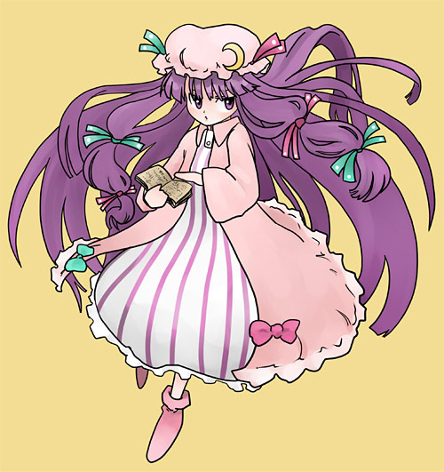 1girl, ankle_boots, bangs, blunt_bangs, book, boots, bow, crescent