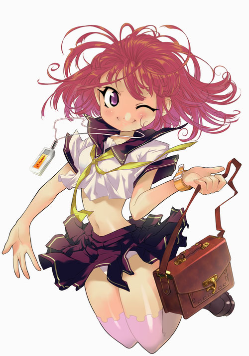 1girl, bag, eika_(artist), original, panties, pantyshot, redhead, school_uniform