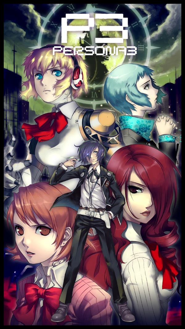 1boy, 4girls, aegis, aegis_(persona), arisato_minato, atlus, blazer, blonde_hair