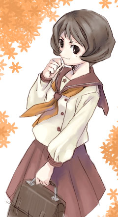 1girl, alternate_costume, aro_s, female, lowres, lyrica_prismriver, school_uniform, serafuku