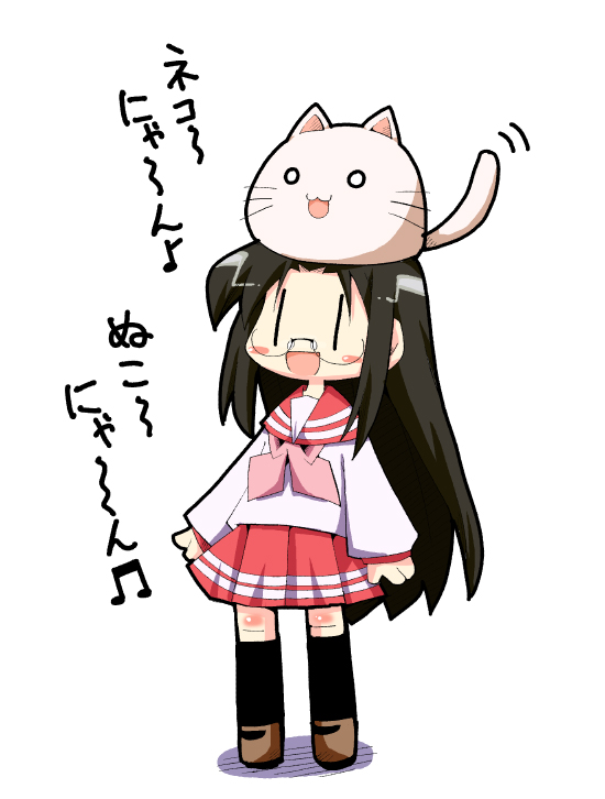 :3, animal, animal_on_head, cat, cat_on_head, cathead, glasses, herada_mitsuru