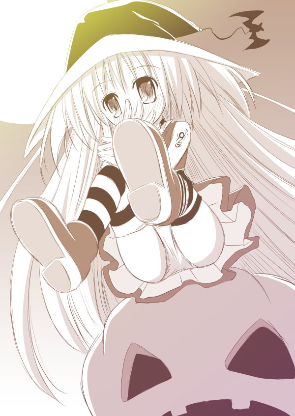 halloween, monochrome, natsuhime_yuran, original, panties, underwear