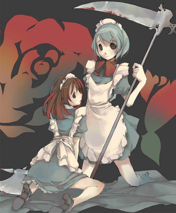 apron, blood, high_heels, maid, maid_apron, murakami, murakami_mame, original
