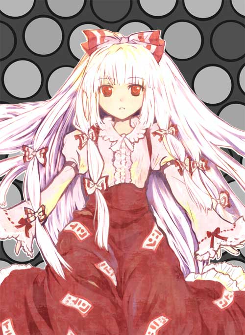 1girl, :o, bangs, bow, female, fujiwara_no_mokou, hair_bow, hatomugi_munmun