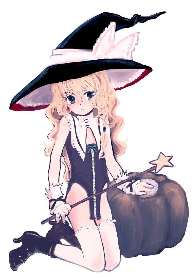 1girl, blonde_hair, boots, bottomless, female, hat, hatomugi_munmun, kirisame_marisa