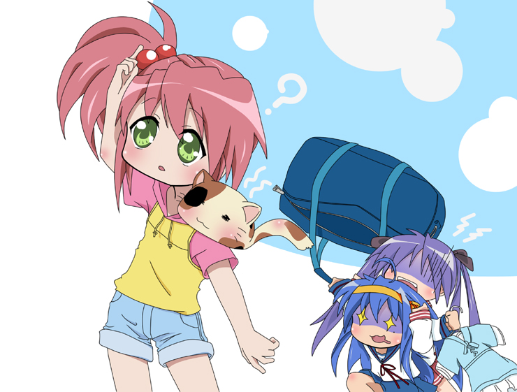 bag, cosplay, duffel_bag, hiiragi_kagami, hirano_aya, in_container, izumi_konata, kobayakawa_yutaka