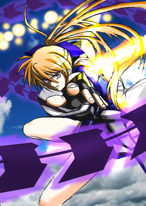 1girl, agito_(fusion), agito_(nanoha), fiery_wings, fingerless_gloves, fire, gloves, levantine